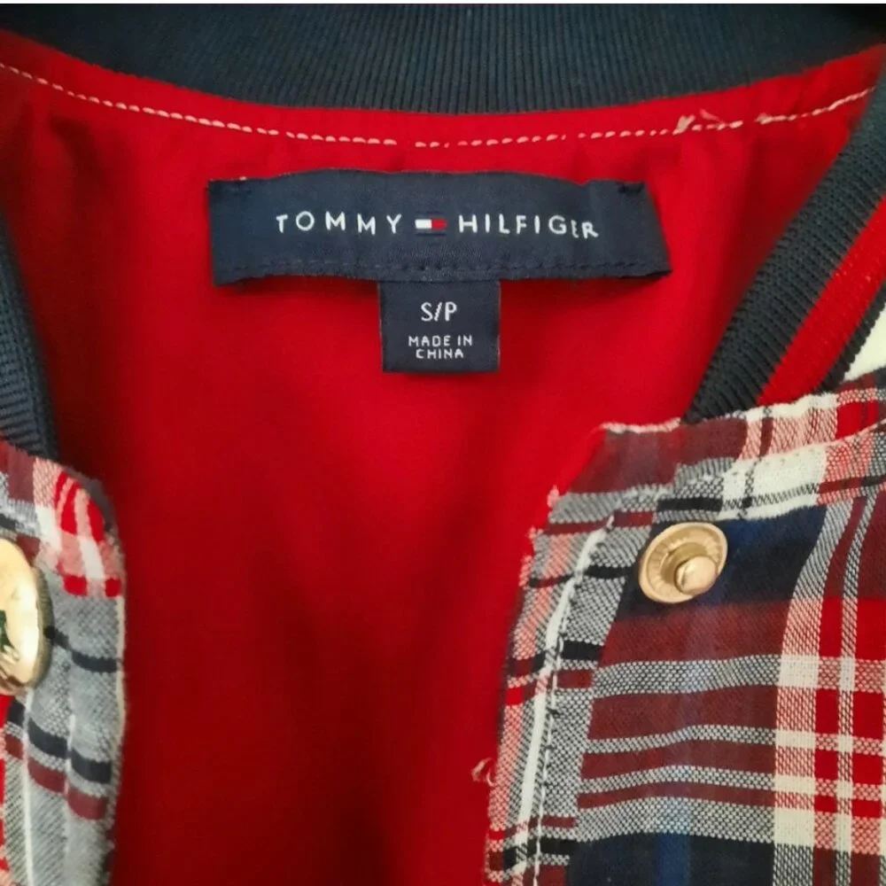 Tommy Hilfiger Cotton Patchwork Varsity Jacket Gold Buttons Size S